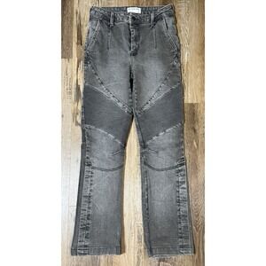 Free People We The Free Vector Moto Mid Rise Flare Jeans Women's Size 26 Black